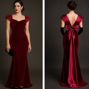 Vintage Jordan Fashions Burgundy Velvet Dress